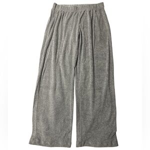 Perfect White Tee- Holly Velour Wide Leg Pant in Heather Grey